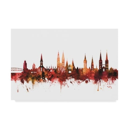 Michael Tompsett 'Lubeck Germany Skyline Red' Canvas Art,30x47
